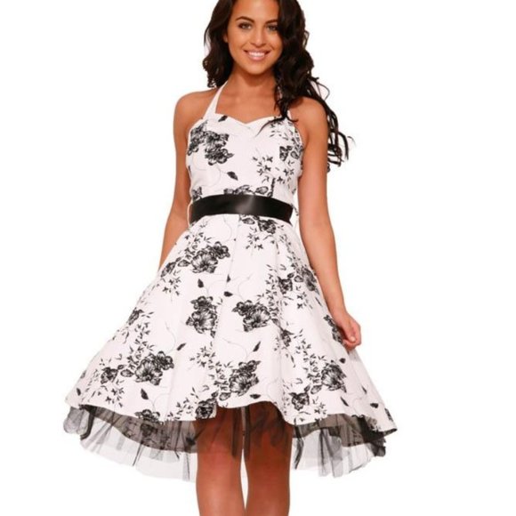 Hearts and Roses Dresses & Skirts - Hearts & Roses Graphite Flower Halter Dress